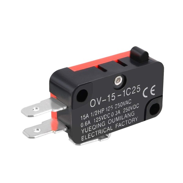 uxcell Micro Switch OV-15-1C25 15A 125/250V AC 3 Terminal Snap Button Type Micro Limit Switch
