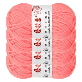 sourcing map 4PCS Crocheting Yarn, Light Pink 4 Ply Acrylic Yarn 200g Sport Weight Yarns Bulk Soft and Fluffy Yarns for Knitting DIY Crochet Handicraft Blankets Gift,394 Yards Total