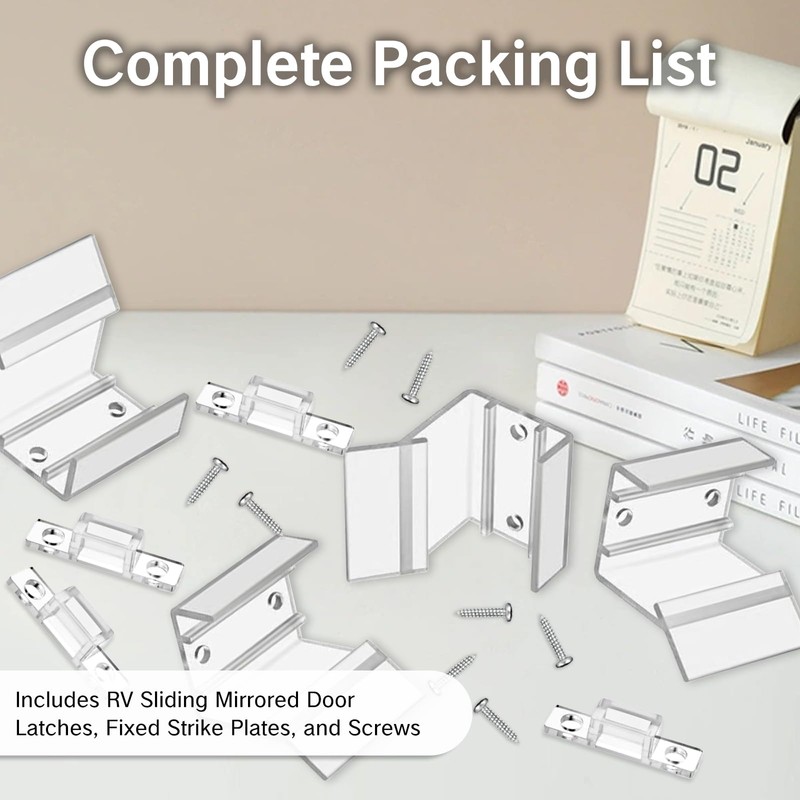 NIIIYTYB 4 Sets RV Sliding Door Latch Clear Mirror Closet
