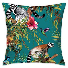 Decorative Throw Pillow Cover Cartoon Lemur Cushion Covers Pillow Cases for Sofa Bedroom Car Chair 45 X 45 cm