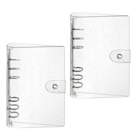 Vordpe Pack of 2 Ring Binder A6, No Inner Pages A6 Binder, PVC Ring Binder A6 Refillable, Transparent Loose Binder, Waterproof Cover, Office, School, Journal Book