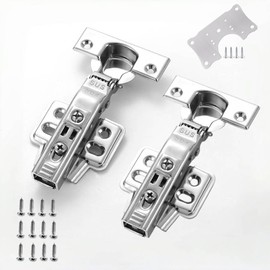 AILEWE Slide Hinges, High Thickness, 304 Stainless Steel, Waterproof, Full Coverage, Set of 2, Sliding Hinges, Hydraulic Type, Copper Core, One-Touch Type, Hidden Hinge with Catch, 1.4 inches (35 mm