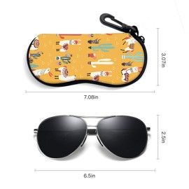 ZAXMEY Sunglasses Soft Case with Carabiner Ultra Light Neoprene Zipper Eyeglass, Yellow Cactus, Large