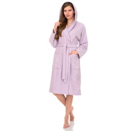 TowelSelections Womens Robe, Premium Cotton Hooded Bathrobe for Women, Soft Terry Cloth Robes for Women Small Lavender