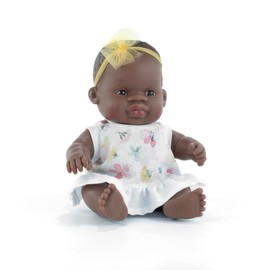 Miniland Baby Doll African Girl 21cm. Made in Spain with vanilla scent. Anatomically correct. My friends & Me collection