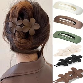 6 pieces -flower flat hair clip，non-slip flat clip matte hair clip,2 styles flat hairpin, suitable for ladies and girls carved hair clip, party beach hair accessories