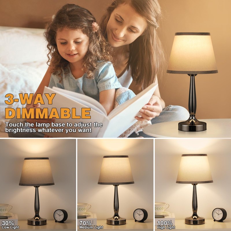 Kakanuo Touch Table Lamp for Bedroom, Small Bedside Lamp with