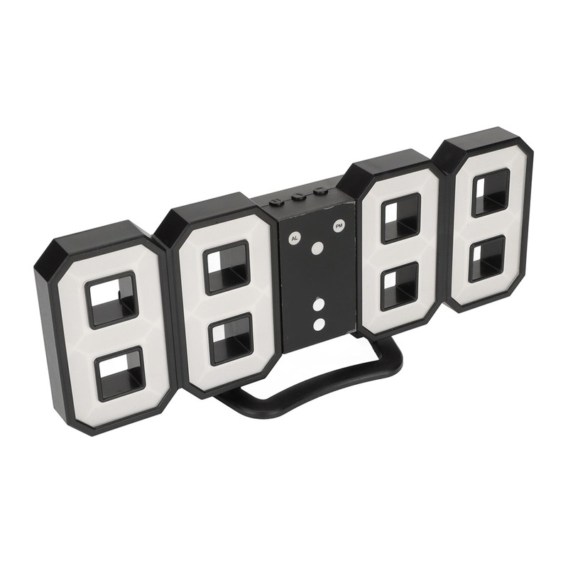 3D LED Digital Desktop Clock Dimmable Snooze Time Memory 12