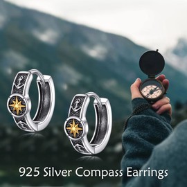 POPLYKE Black Celtic Knot Creole Earrings 925 Sterling Silver Small Vintage Gothic Punk Rock Men's Hoop Earrings, Sterling Silver