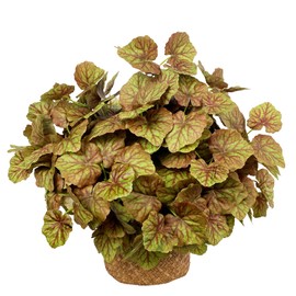 wardbum 4Pcs Artificial Geraniums Leaves Fall Heuchera Shrubs Silk Greenery Bushes for Autumn Decor Indoor Outdoor Garden Wedding Hanging Basket Porch Home Table Centerpieces (Dull Green - Pack of 4)