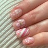 24 Pcs Christmas Pink Press on Nails Short Almond -