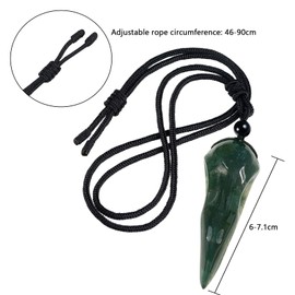 Nupuyai Carved Raven Skull Pendant Crystal Stone Crow Skull Chain with Adjustable Nylon Rope Viking Gothic Biker Jewellery for Men and Women, Nylon Obsidian Indian Agate Nylon Obsidian, Agate Obsidian