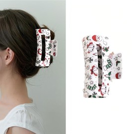 Christmas Hair Clips Xmas Hair Accessories for Women Girls, Snowflake Shiny Large Hair Claw Clips Winter New Year Square Hairpins Strong Hold Nonslip Hair Clip for Decoration 1 Pcs