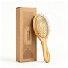 GAVIVOL Bamboo Hair Brush with Metal Bristles, Anti-Static & Detangling