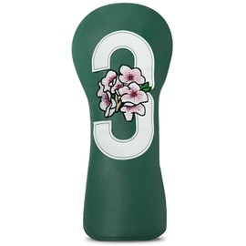 Golf Headcovers Golf Club Head Covers Advanced Embroidery Cherry Blossom Leather Driver Fairway(FW) Wood Hybrid(UT) with Number Tags Protects Against Scratches and Damage