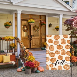 AVOIN colorlife Fall Garden Flag 12x18 Inch Double Sided Outside, Rustic Autumn Pumpkins Seasonal Yard Outdoor Flag