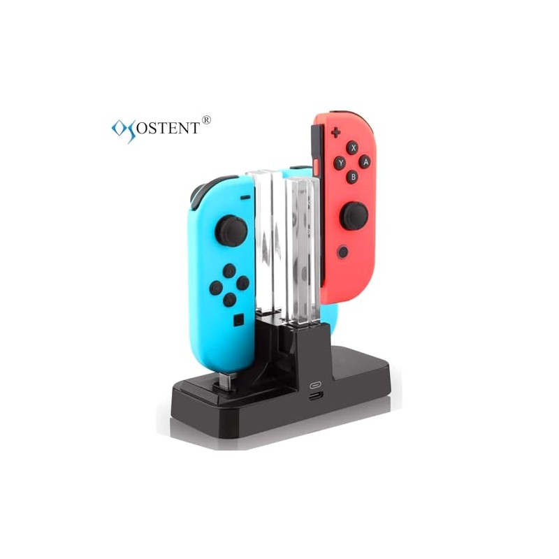 OSTENT Base de Carga LED 4 en 1 para mandos