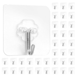 Adhesive Hooks for Hanging,Adhesive Wall Hooks,36 Pcs15LB Sticky Hooks,Clear Hooks for Walls,Shower Hooks,Utility Hooks,Kitchen Hook