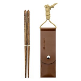 Hawk Zing Natural Sandalwood Screw Assembly Unpainted Economical Compact Eco Chopsticks for Lunch Lunch Food Climbing Camping Eco Activities Storage Bag Included Gift Souvenir (Chicken Wings Wood)