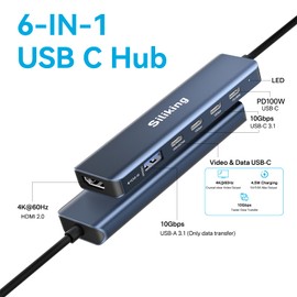 USB C Docking Station Dual Monitor 4K@60Hz HDMI, USB C Video Output Hub with HDMI,10G USB A/C,100W PD, USB C Splitter Adapter, USB C to USB C Dual Monitor for Windows/Mac OS,USB-C Monitor