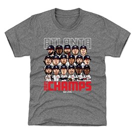 500 LEVEL Youth Atlanta Baseball 2021 Champions Shirt (Kids Shirt, 14-16Y X-Large, Tri Gray) - Atlanta Baseball 2021 Champions WHT
