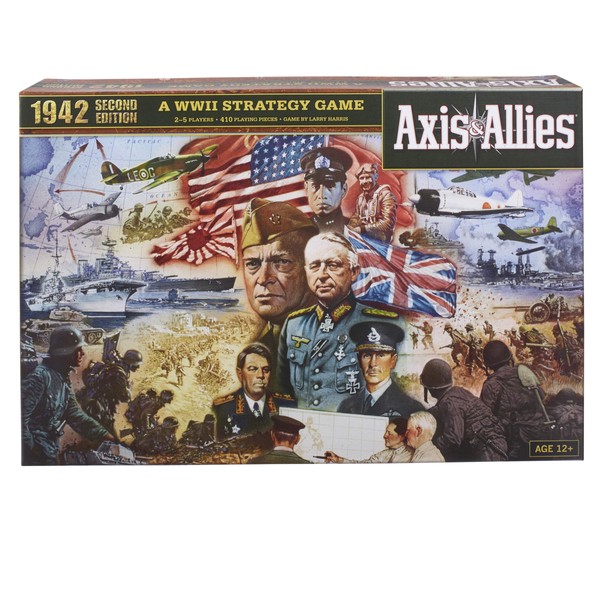 Hasbro Gaming Avalon Hill Axis & Allies 1942 Second Edition WWII Strategy Board Game, with Extra Large Gameboard, Ages 12 and Up, 2-5 Players, Brown