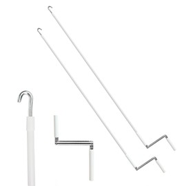 HUAALIUCHE Heavy Duty RV Awning Crank Handle - 56 Inch Extended Reach Foldable Metal Wand with Iron Core, Beveled Hook & Comfort Grip ABS Handle for Manual Retractable Awning, Roller Shade -2Pack