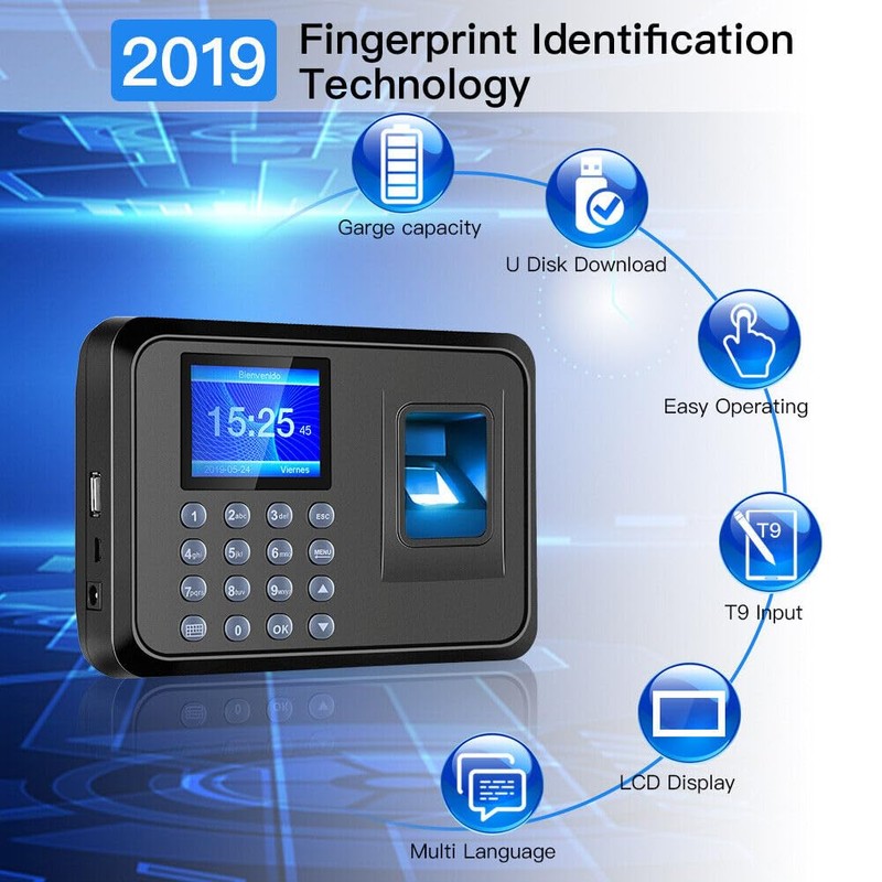 Biometric Fingerprint Password Attendance Machine Employee Check-in Time Clock