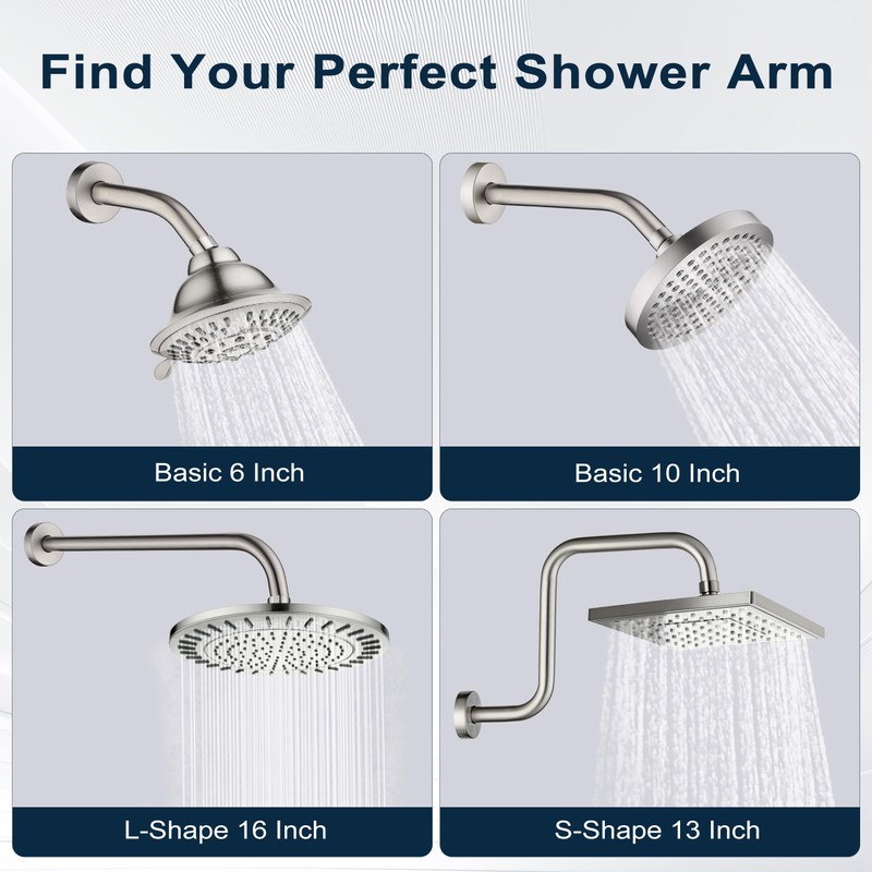 BRIGHT SHOWERS 13 Inch Shower Head Extension Arm with Flange