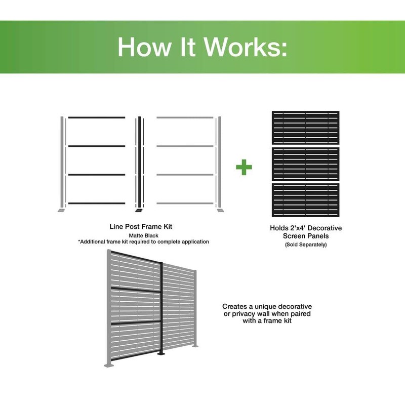 2 ft. x 4 ft. Matte Black Aluminum Decorative Screen