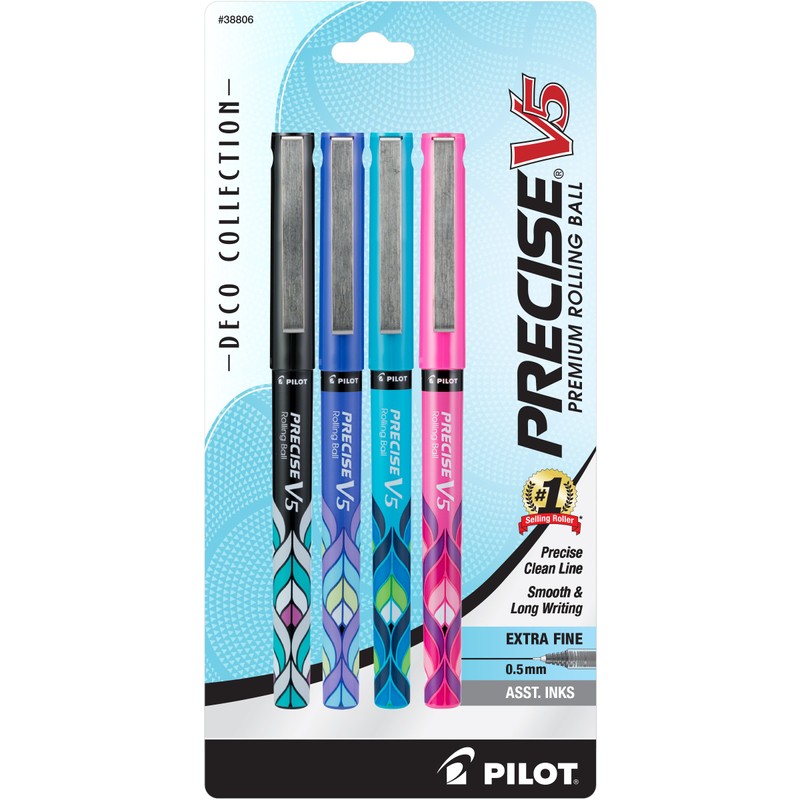 Pilot Precise V5 Deco Collection Rolling Ball Pens, Extra Fine
