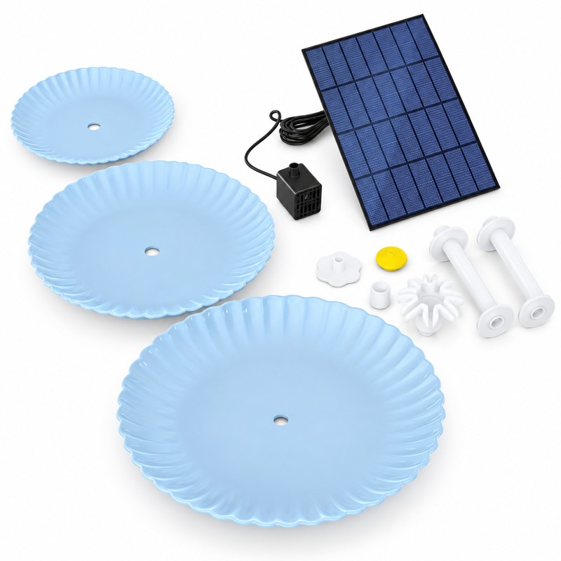 Solar Bird Bath Fountain for Outdoor Décor – 3-Tier Plastic