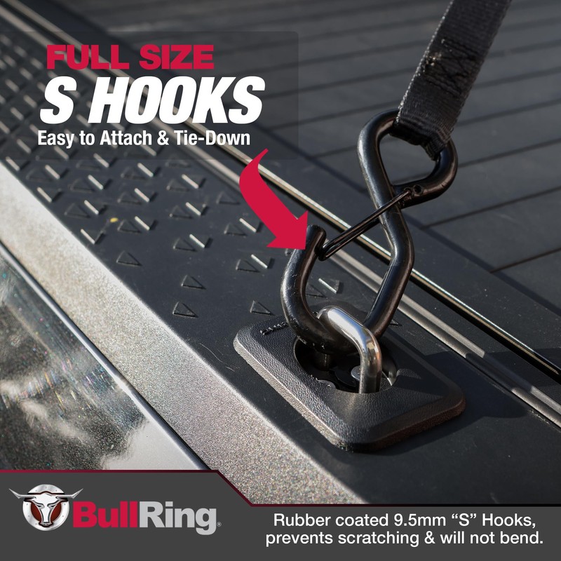 Bull Ring Sliding Ratchet Tie Down Straps – Includes (2)