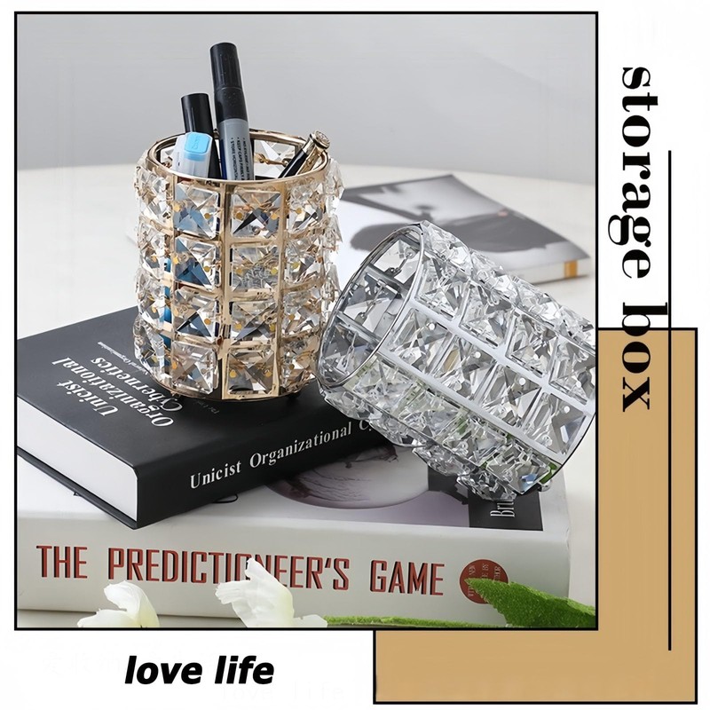 GHYTRIGEN 2 Pcs Makeup Brush Holder,Crystal Fountain Pen Holder,Cosmetics Brush