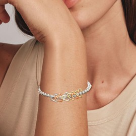 ABPBA 20th 30th 40th 50th 60th 70th Birthday Gifts for Women, Sterling Silver Bead Bracelet with Heart Charm Adjustable Silver Bracelet for Women Birthday Gifts with Cards for Mum Grandma Sister