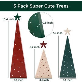 FestalMart Christmas Decorations-Three Sizes Wooden Christmas Tree Sign with Star-Christmas Decorations for Home Shelf Mantel Fireplace Table Party Decor