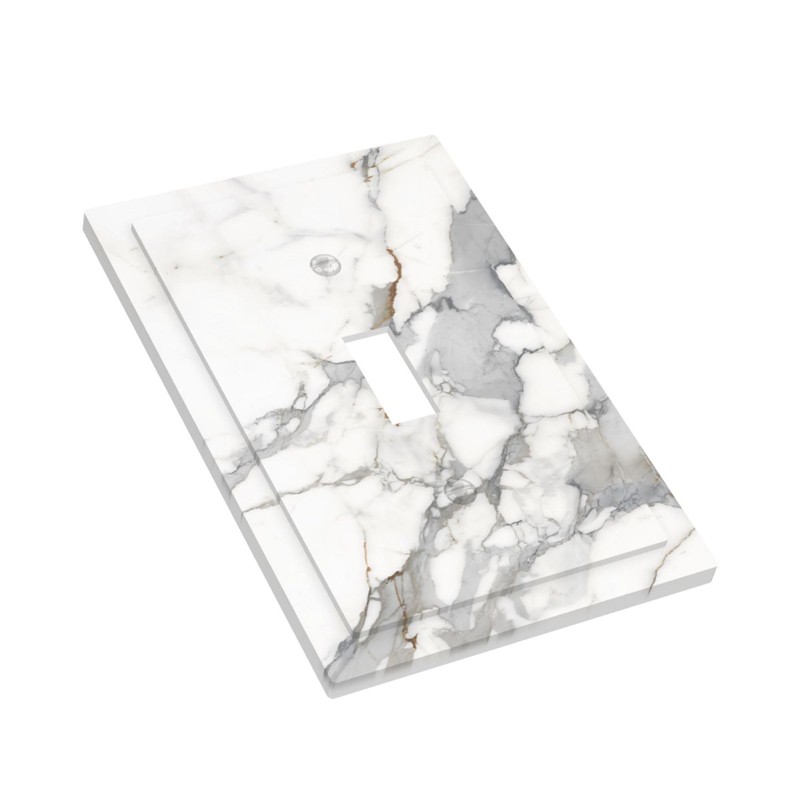 Ukutarly Gray White Marble 1 Gang Single Rocker Decorative Electrical
