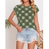 ZESICA Womens Summer Casual Printed Tops Cap Sleeve Crew Neck