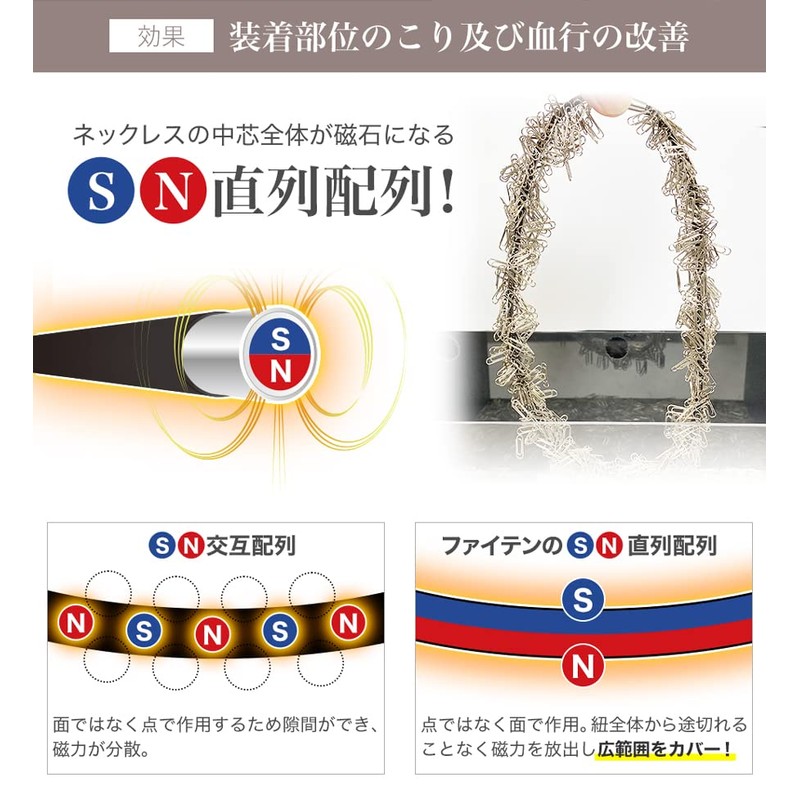 phiten(ファイテン) ネックレス RAKUWA磁気ネック ローレット ブラック/ゴールド 50cm