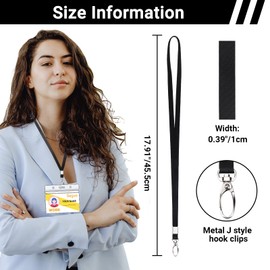 Segus Lanyards Black Long Pack of 10 Lanyards with Carabiner Hook for Office School Imitation Nylon Lanyards as Holder for ID Sleeves, Keys, Name Tags and Plastic Cards