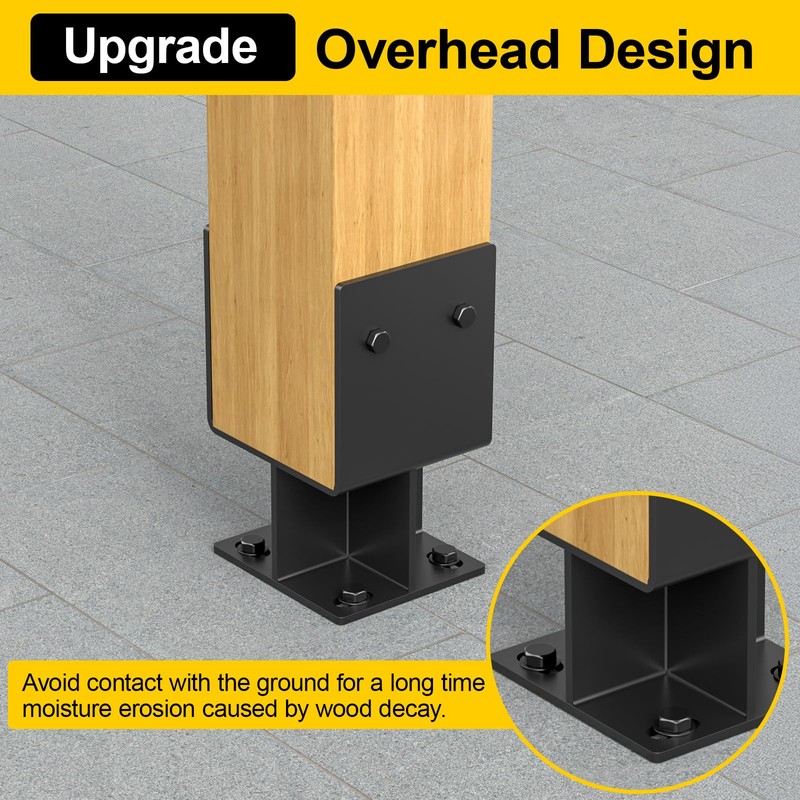 4"x 4" Concrete Post Base, 2Pcs Stainless Steel Adjustable Post