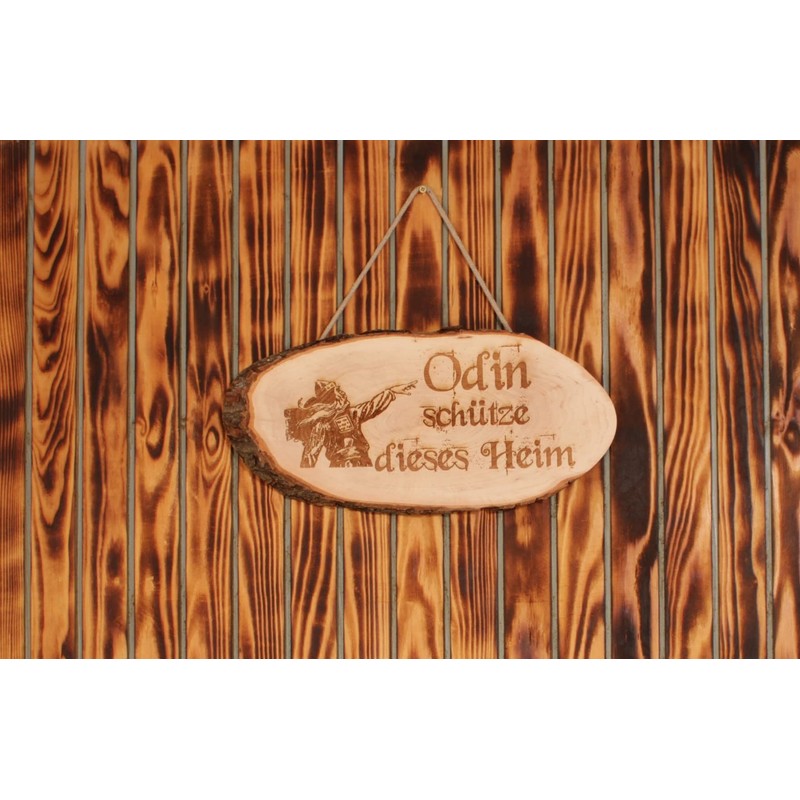 Odin schütze Dieses Heim Baumscheibe Bark Disc Saying Engraving Sign