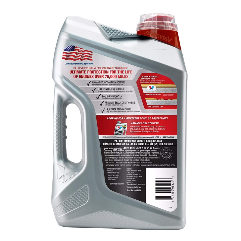 Valvoline Full Synthetic High Mileage with MaxLife Technology SAE 0W-20