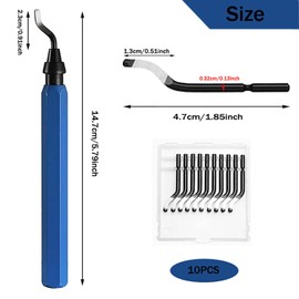 YQkangzhu Deburring Tool with 10 Heavy Duty HSS Blades, 360° Swivel Head Deburring Tool Kit, Removing Burr tool for Aluminum, Copper, Metal, Iron, Brass, Plastic Pipe, 3D Printing, Resin, PVC