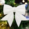 Shining She 10 Packs Glitter White Christmas Bows Decorations, Small