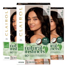Clairol Natural Instincts Semi-Permanent, 3 Brown Black, Ebony Mocha, Pack of 3