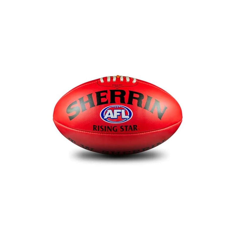 Sherrin AFL Rising Star Leather Football, Red, Size 3
