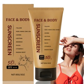 Beef Tallow for Skin and Face,Beef Tallow Sunscreen SPF 50+,Natural Sunscreen for Face & Body,Grass-Fed Beef Tallow Sun Protection,Hydrating & Water Resistant,UVA/UVB Protection,Natural Ingredients