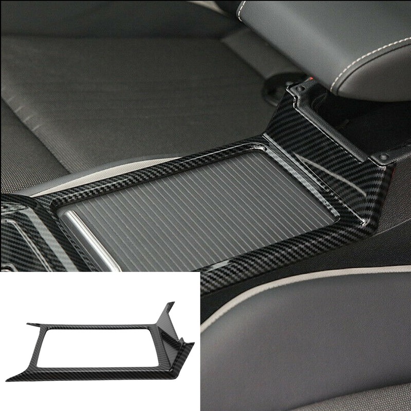 Central Console Water Cup Holder Trim Frame Carbon Fiber Style