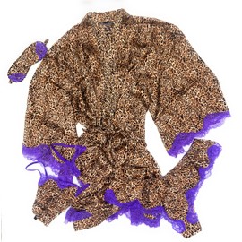 Victoria's Secret Silk Robe Sleep Gift Set (US, Alpha, X-Large, Regular, Regular, Brown/Black/Purple)